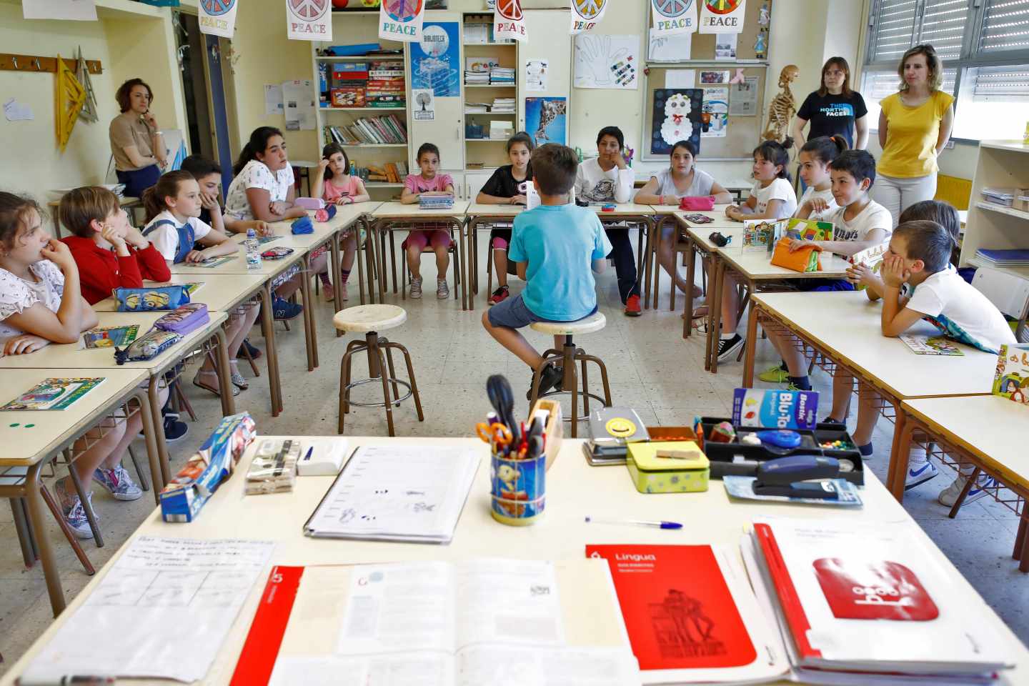 Un aula de un colegio en Galicia