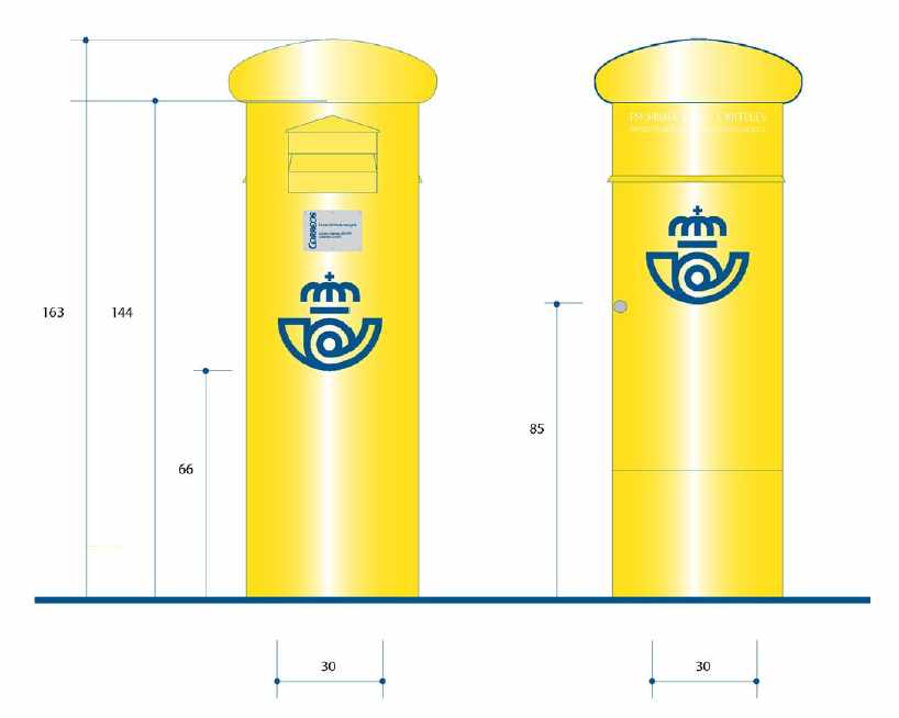 Dibujo de un buzón con detalle de la altura y los elementos que ha de incorporar.