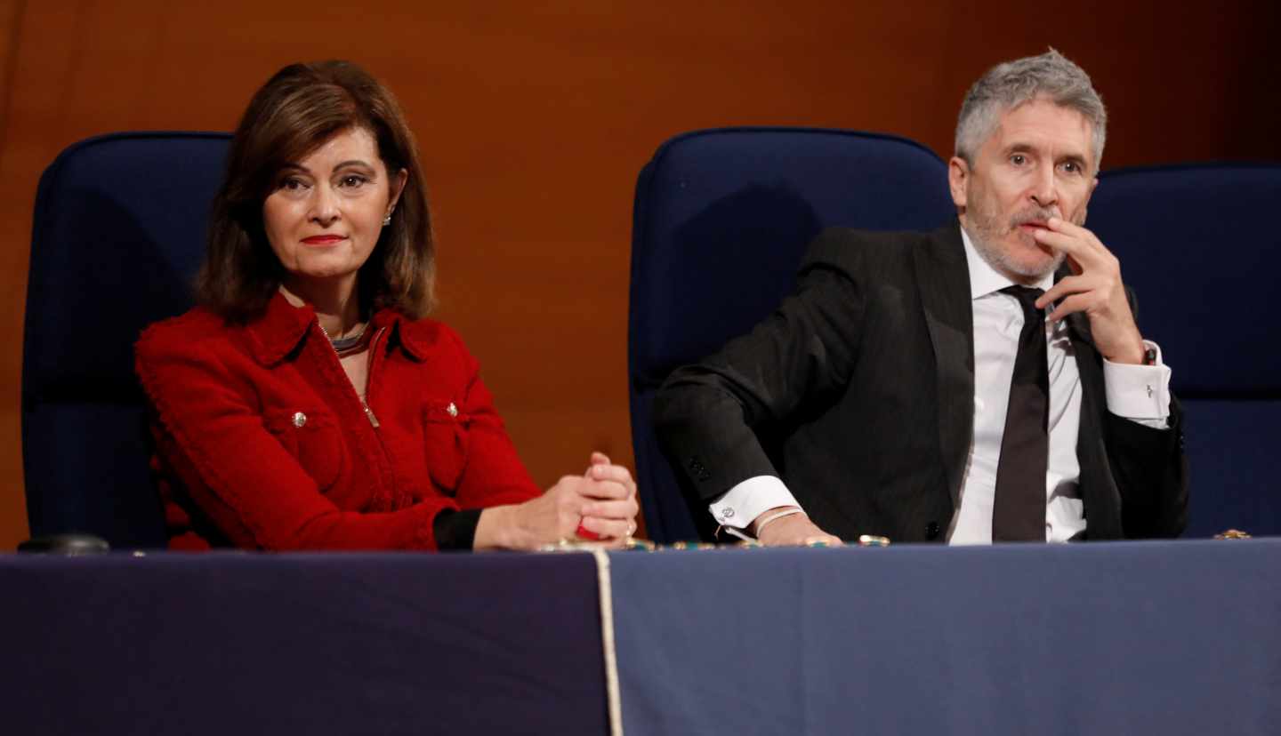 La secretaria de Estado de Interior, Ana Botella, y el ministro del Interior en funciones, Fernando Grande-Marlaska.