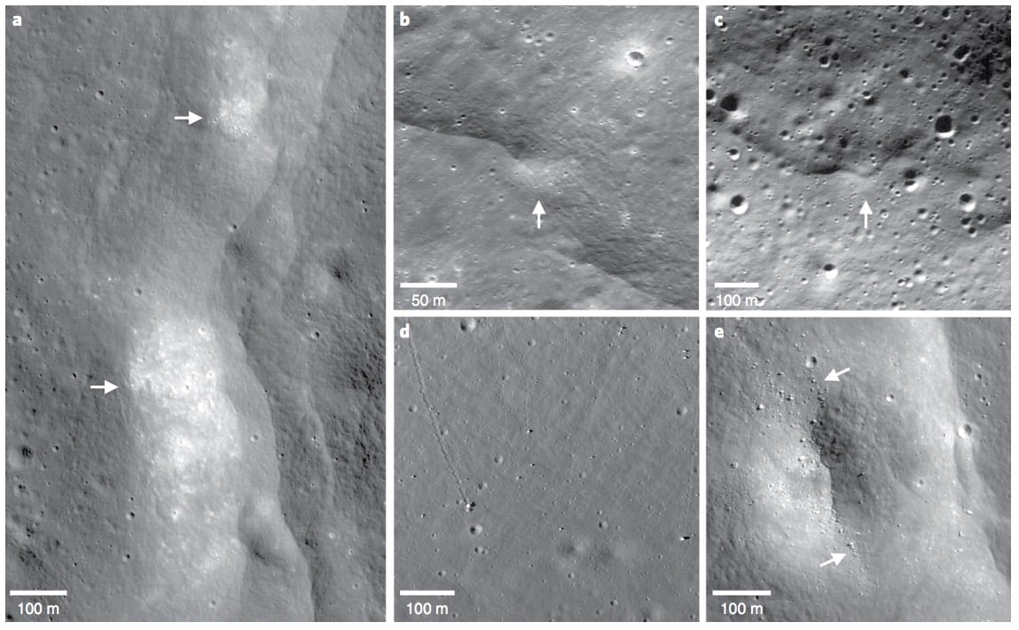 Posibles pruebas de actividad tectónica pareja a fallas de la Luna