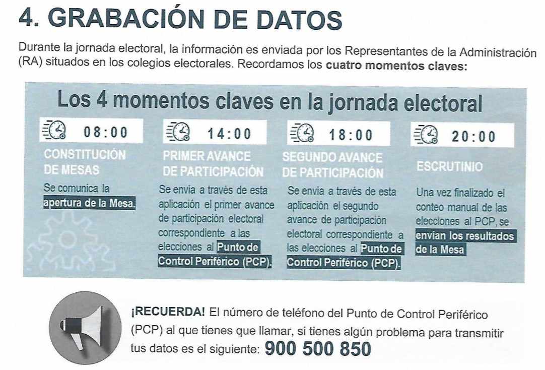 Información extraída del folleto con las indicaciones facilitadas a los representantes de la Administración con vistas a las elecciones del 26-M.