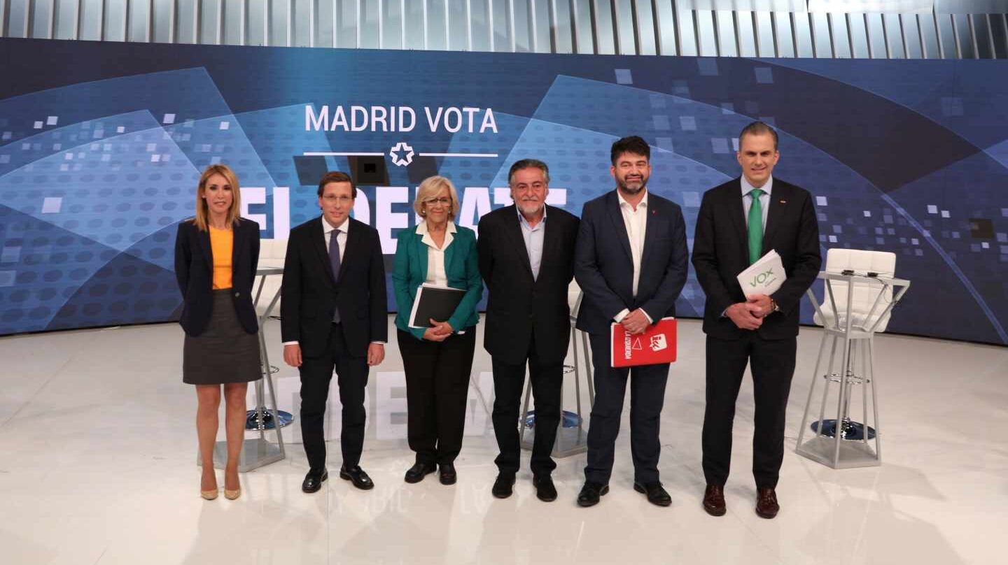Los candidatos a la alcaldía de Madrid, en el debate de Telemadrid.