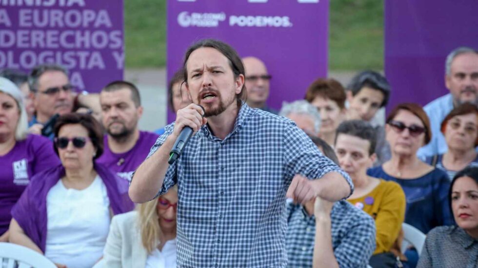 Pablo Iglesias durante el acto de cierre de campaña en Tenerife.