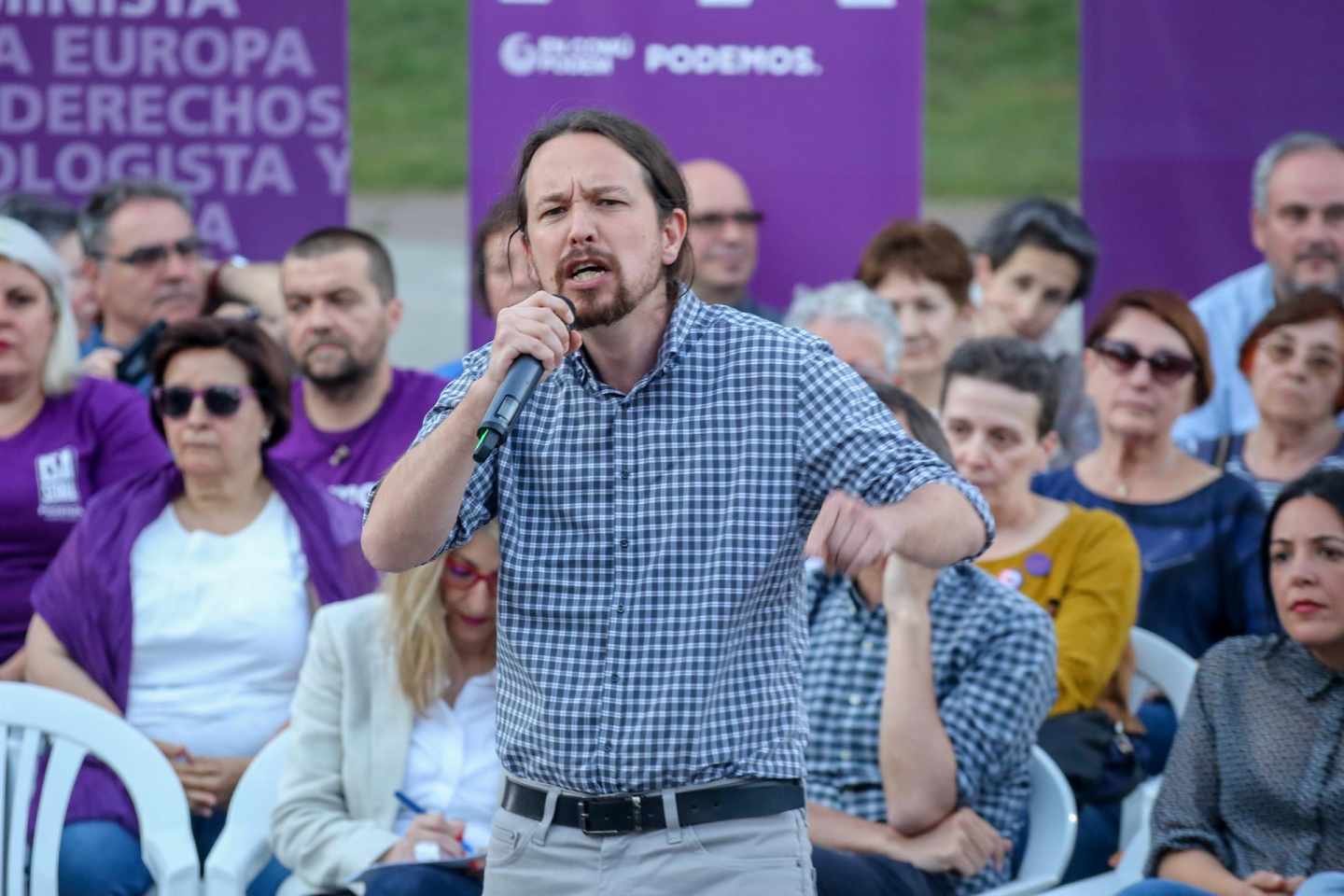 Pablo Iglesias durante el acto de cierre de campaña en Tenerife.