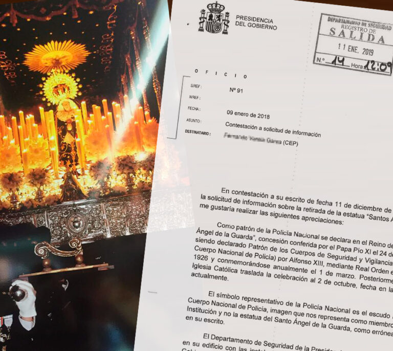 La comisaria que retiró la estatua del patrón de la Policía fue de uniforme en procesión