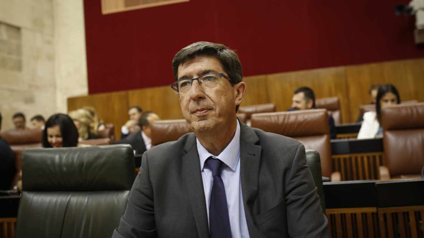 El líder de Ciudadanos en Andalucía, Juan Marín, en el Parlamento andaluz.