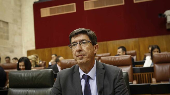 El líder de Ciudadanos en Andalucía, Juan Marín, en el Parlamento andaluz.