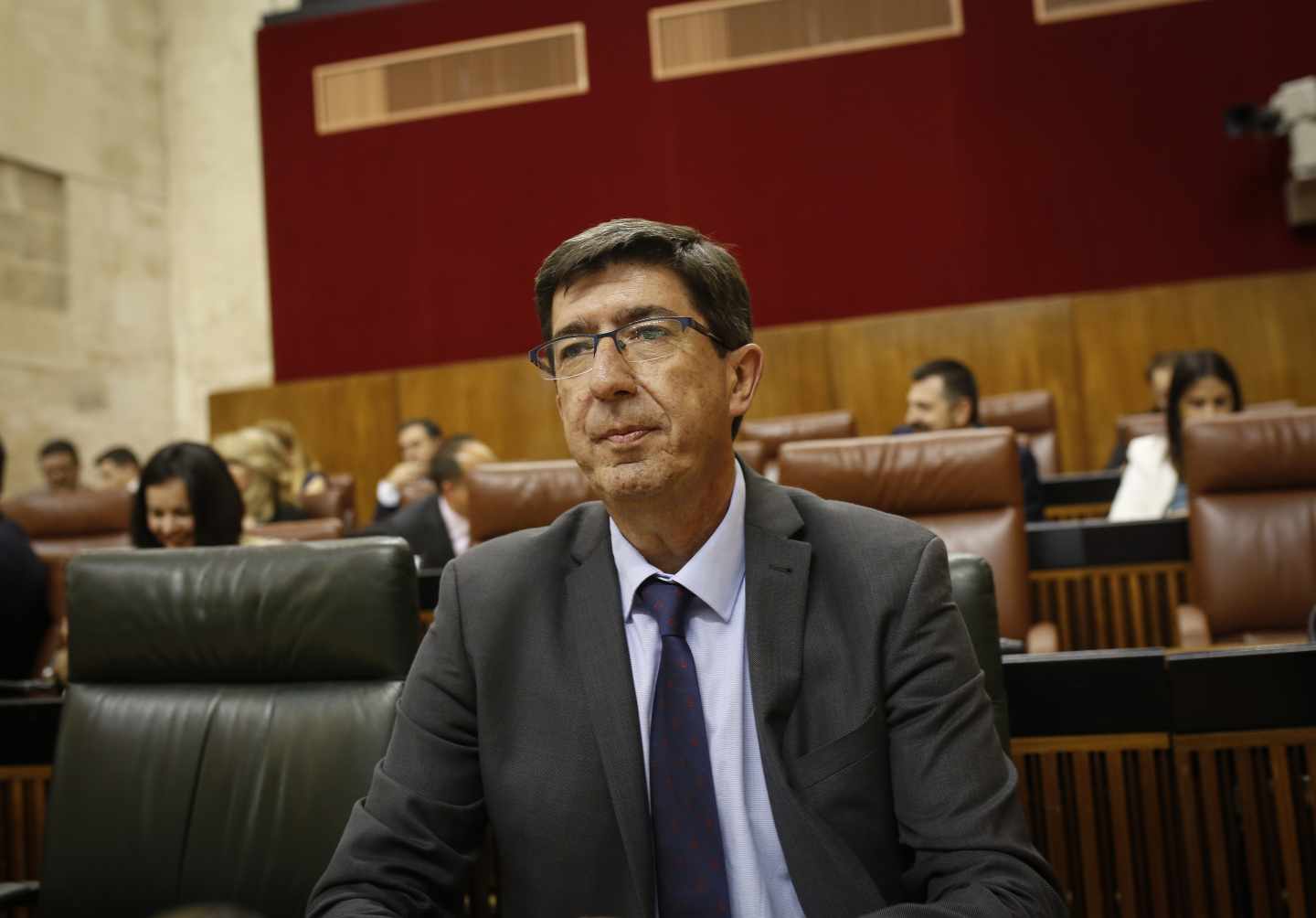 El líder de Ciudadanos en Andalucía, Juan Marín, en el Parlamento andaluz.