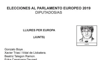 Las papeletas de JxCat de fuera de Cataluña incluirán la imagen de Puigdemont
