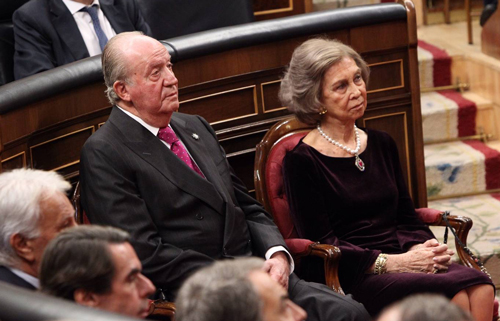 Don Juan Carlos y Doña Sofía, en el Congreso.