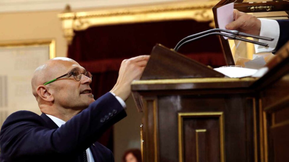 Raúl Romeva, en el momento de votar en el Senado.