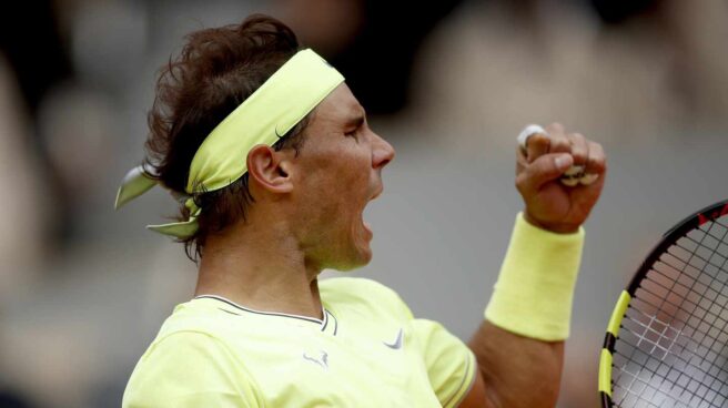 Rafael Nadal celebra un punto en París