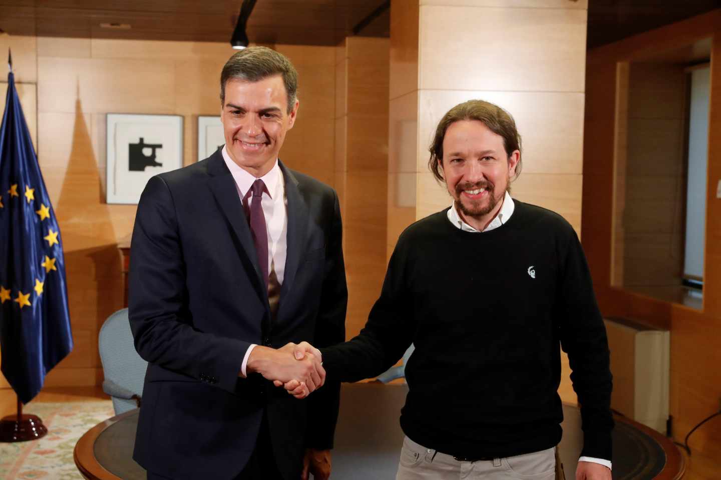 Pedro Sánchez y Pablo Iglesias en el Congreso.