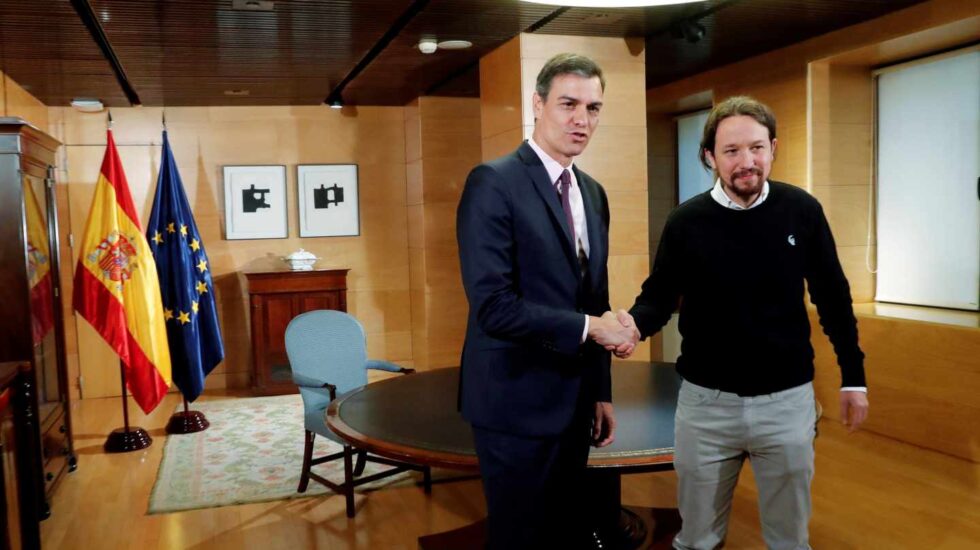 Pedro Sánchez y Pablo Iglesias en el Congreso.