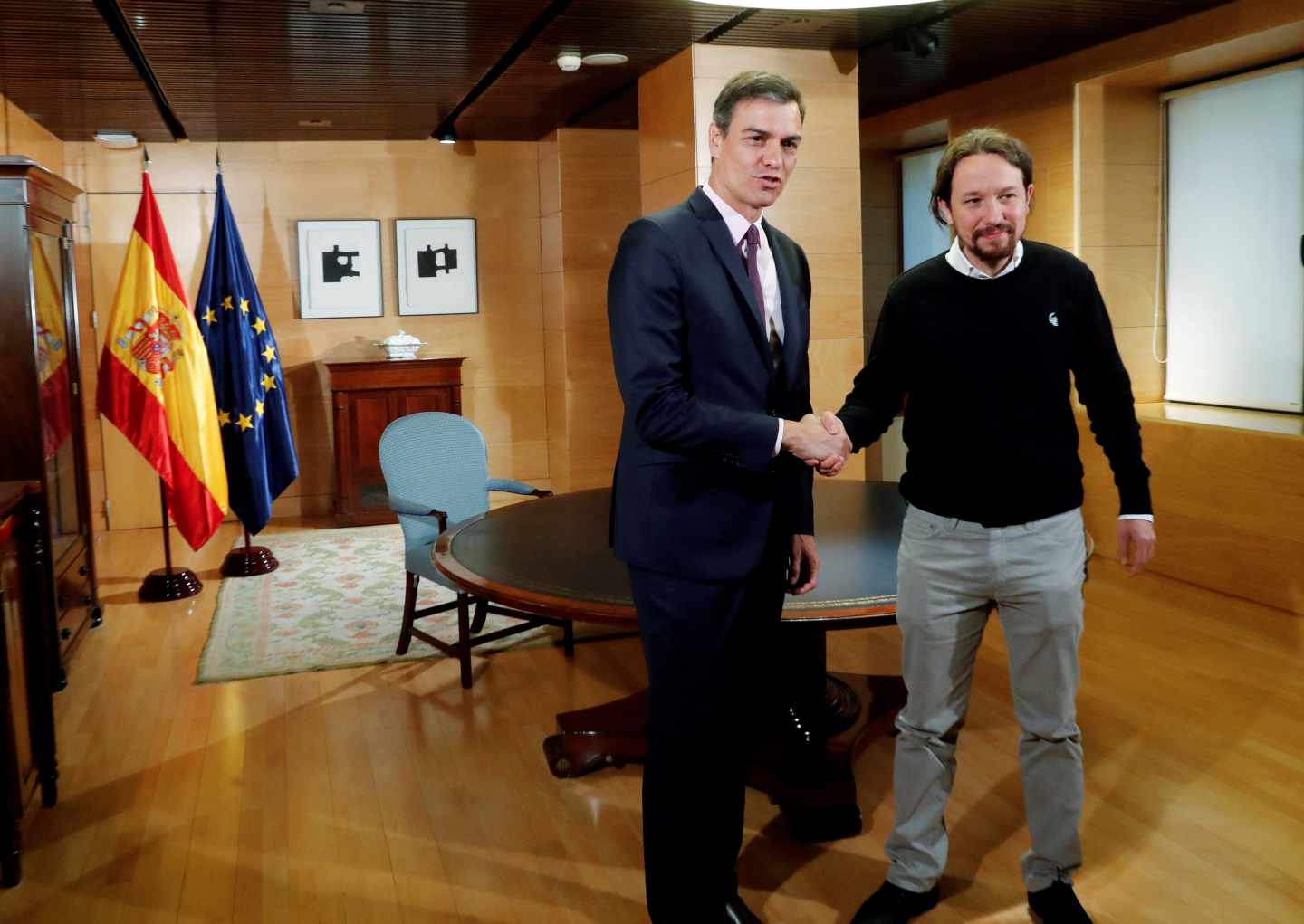 Pedro Sánchez y Pablo Iglesias en el Congreso.