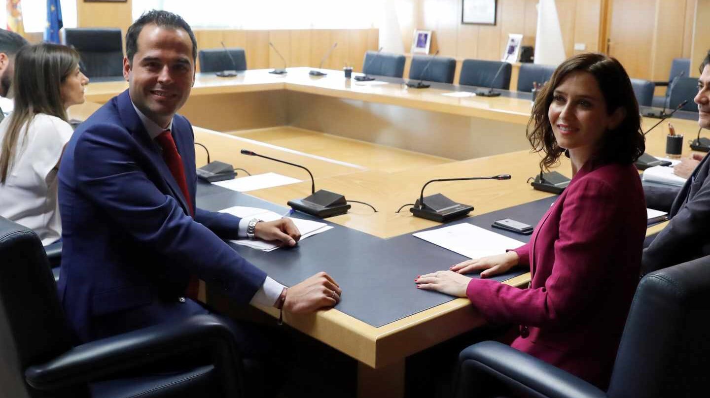 Ignacio Aguado e Isabel Díaz Ayuso, en la Asamblea de Madrid.