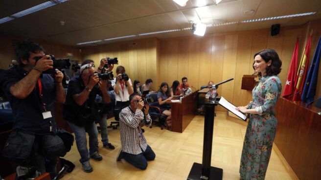 Isabel Diaz Ayuso durante su comparecencia de este miércoles