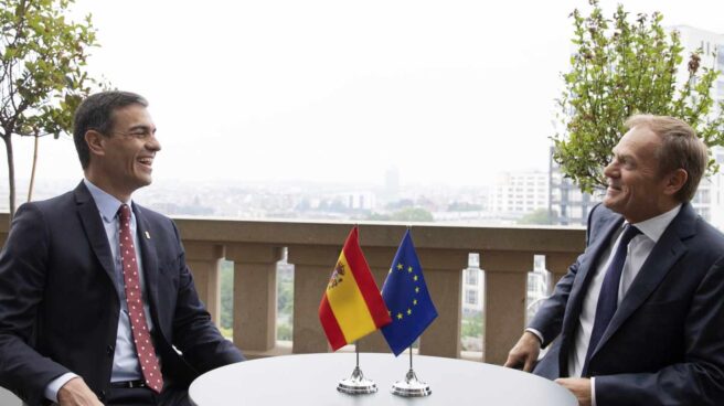 El presidente del Gobierno español en funciones, Pedro Sánchez, durante su reunión con el presidente del Consejo Europeo, Donald Tusk