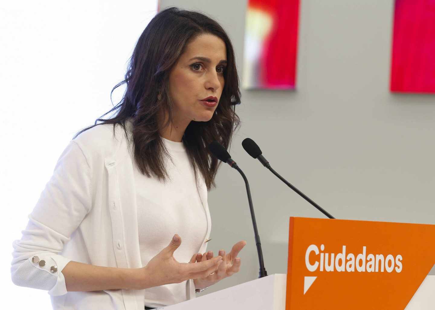 Inés Arrimadas, durante una intervención en la sede de Ciudadanos.