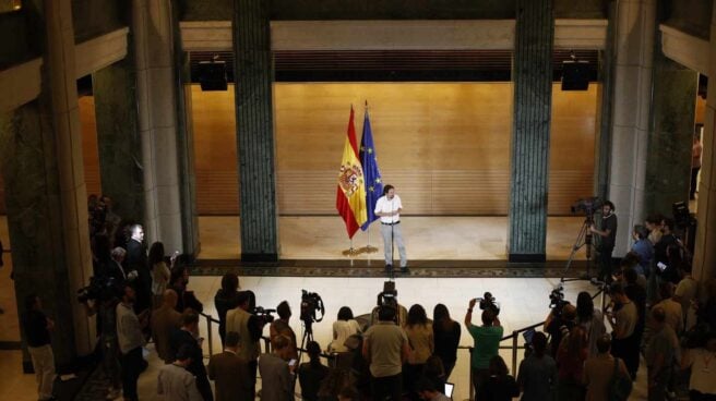 Pablo Iglesias, tras reunirse con Pedro Sánchez. Pablo Iglesias, tras reunirse con Pedro Sánchez.