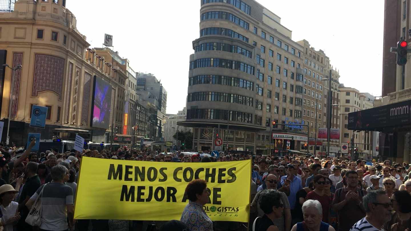 Manifestación en contra de revertir Madrid Central. 