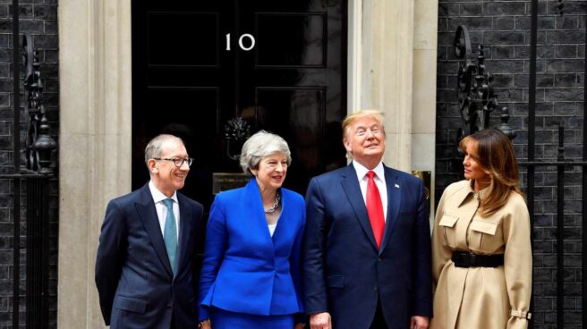 May, junto a su esposo Philipe, con Trmp y Melania, en el 10 de Downing Street.