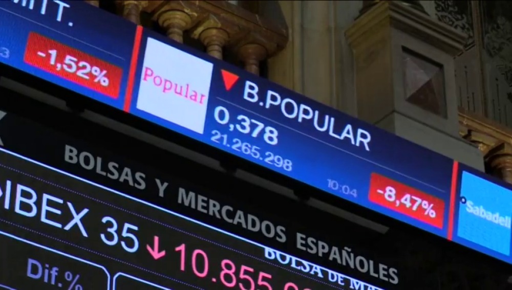 Caída de Banco Popular en Bolsa, días antes de la intervención.