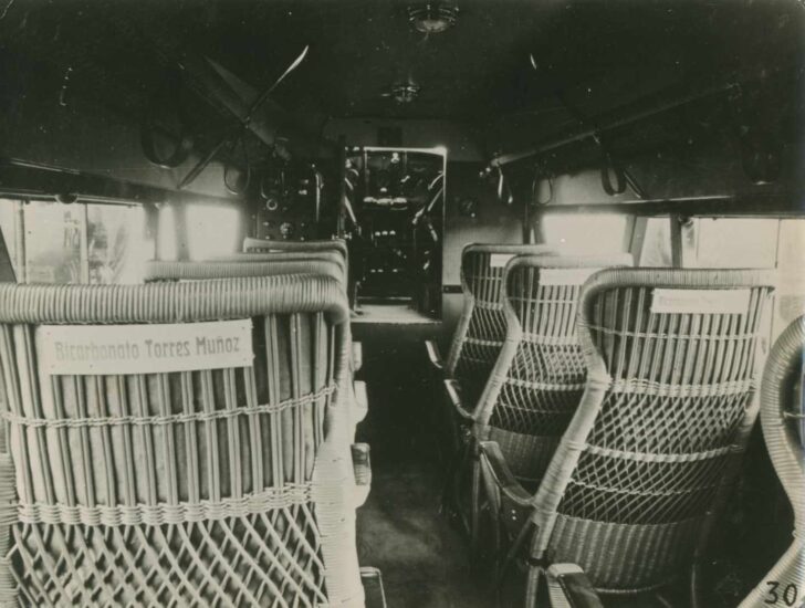 Cabina de pasajeros de un Rohrbach Roland de Iberia. Periodo de utilización en España: 1927-1929.