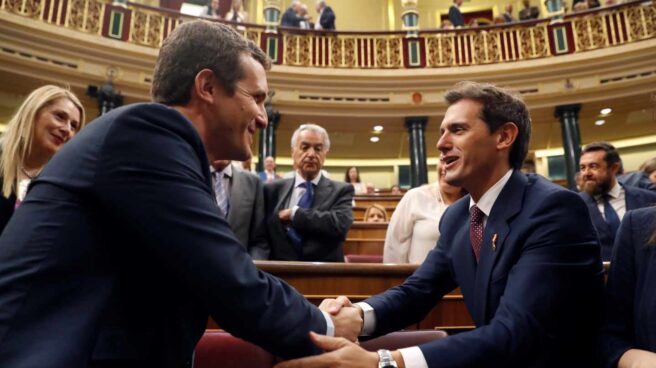 Albert Rivera y Pablo Casado, en el Congreso de los Diputados.