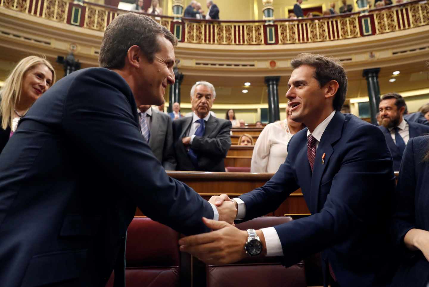 Albert Rivera y Pablo Casado, en el Congreso de los Diputados.