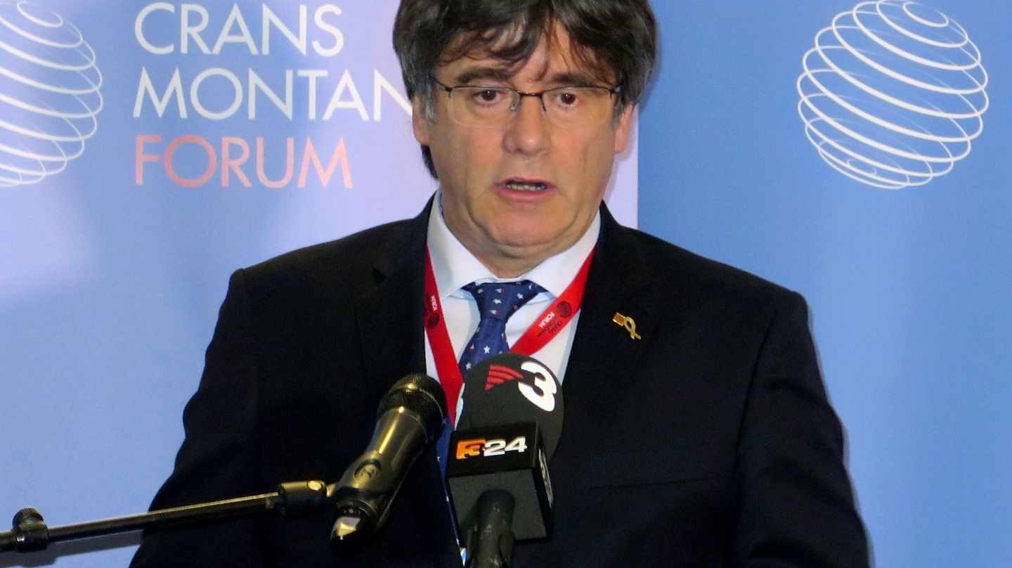 Carles Puigdemont, durante una intervención en Suiza.