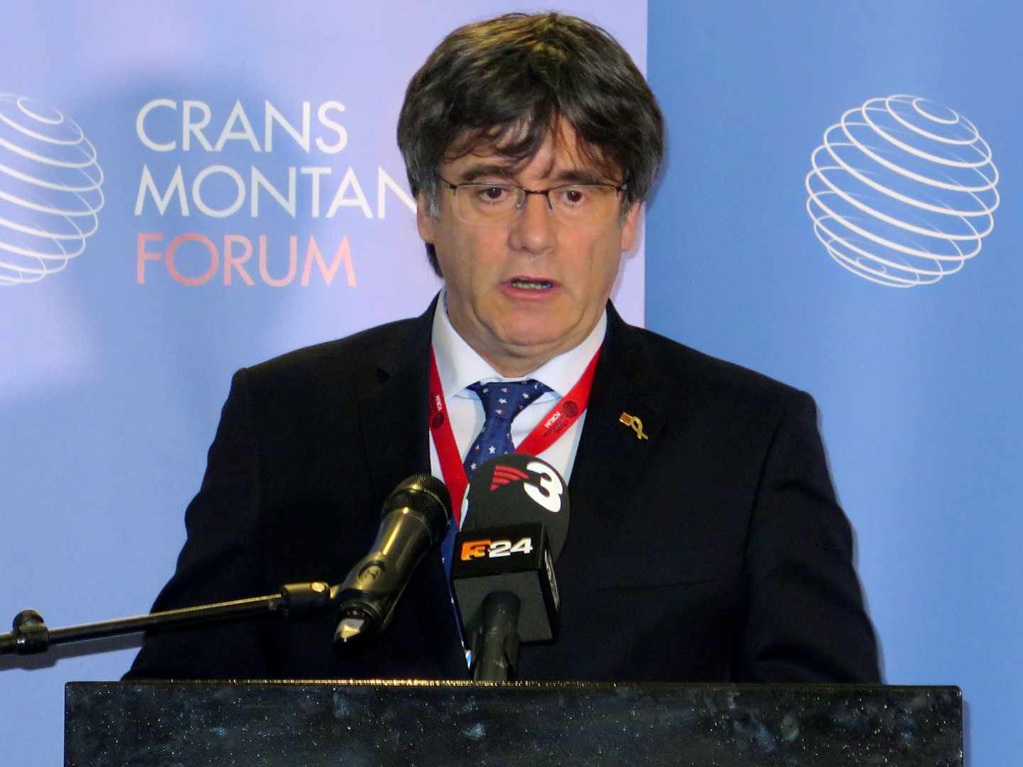 Carles Puigdemont, durante una intervención en Suiza.