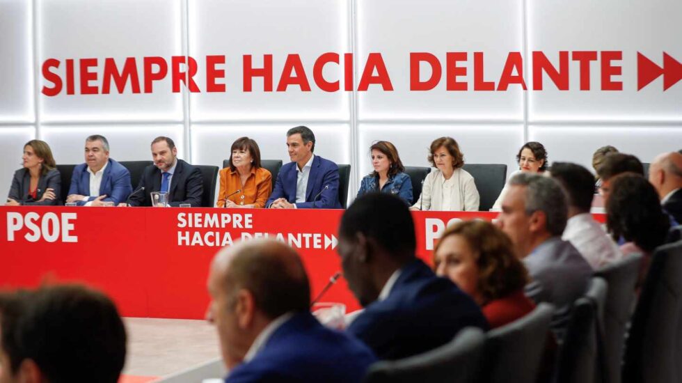 Pedro Sánchez, durante la reunión de la Ejecutiva del PSOE.