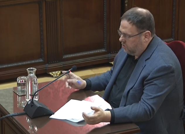 Oriol Junqueras, durante su alegato final en el juicio del procés.