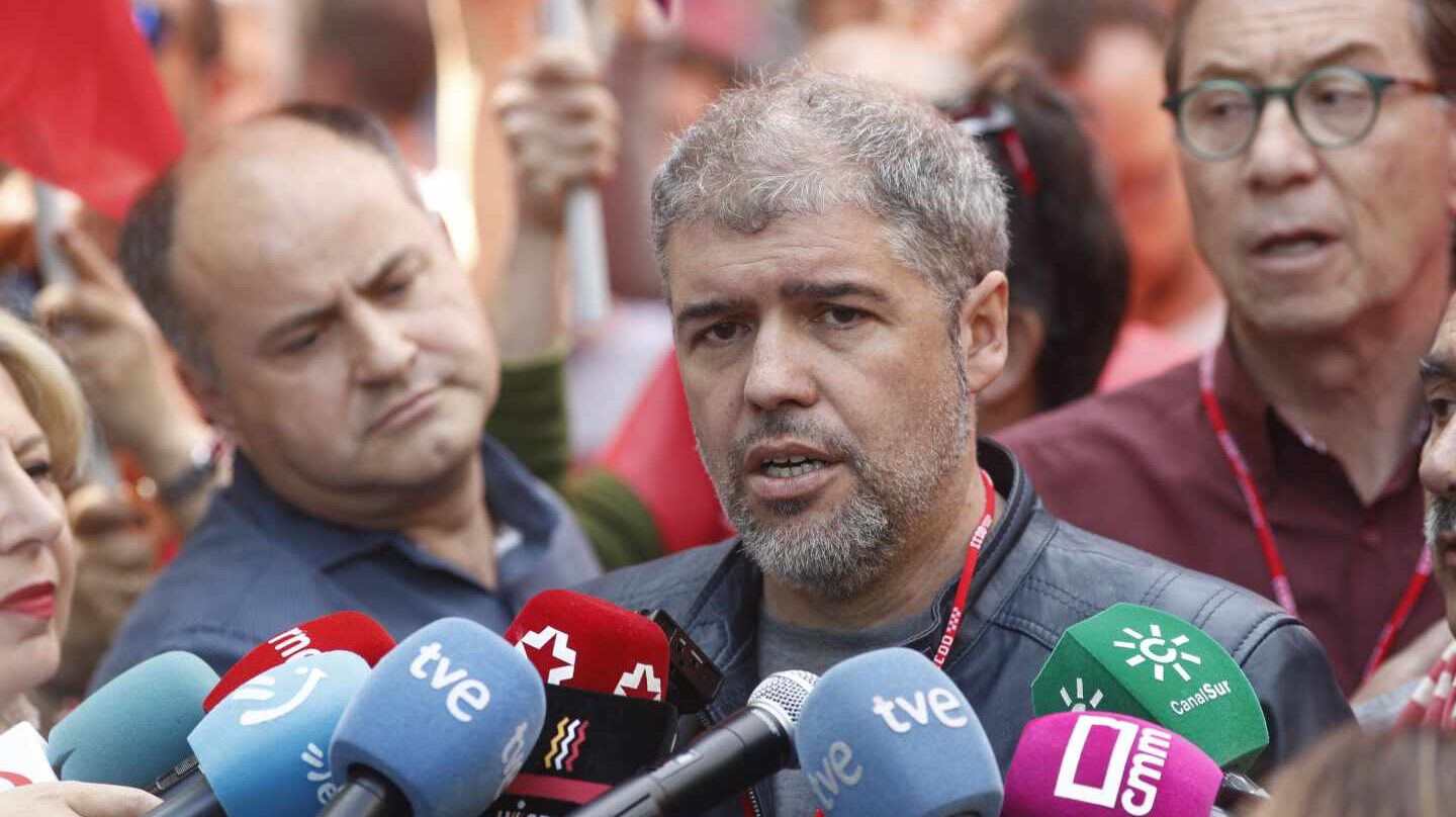 El secretario general de CCOO Unai Sordo en el último Primero de Mayo.