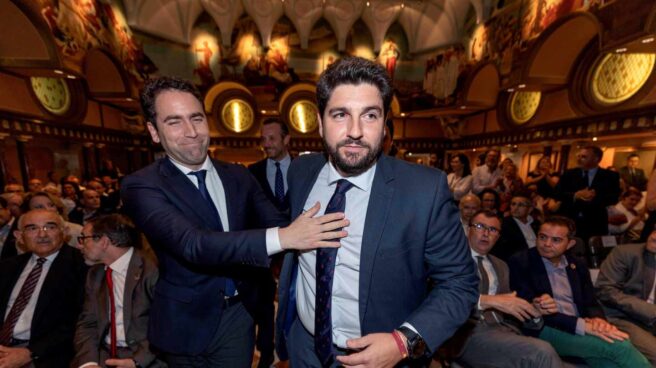 Teodoro García Egea junto al candidato popular en Murcia, López Miras. Teodoro García Egea junto al candidato popular en Murcia, López Miras.
