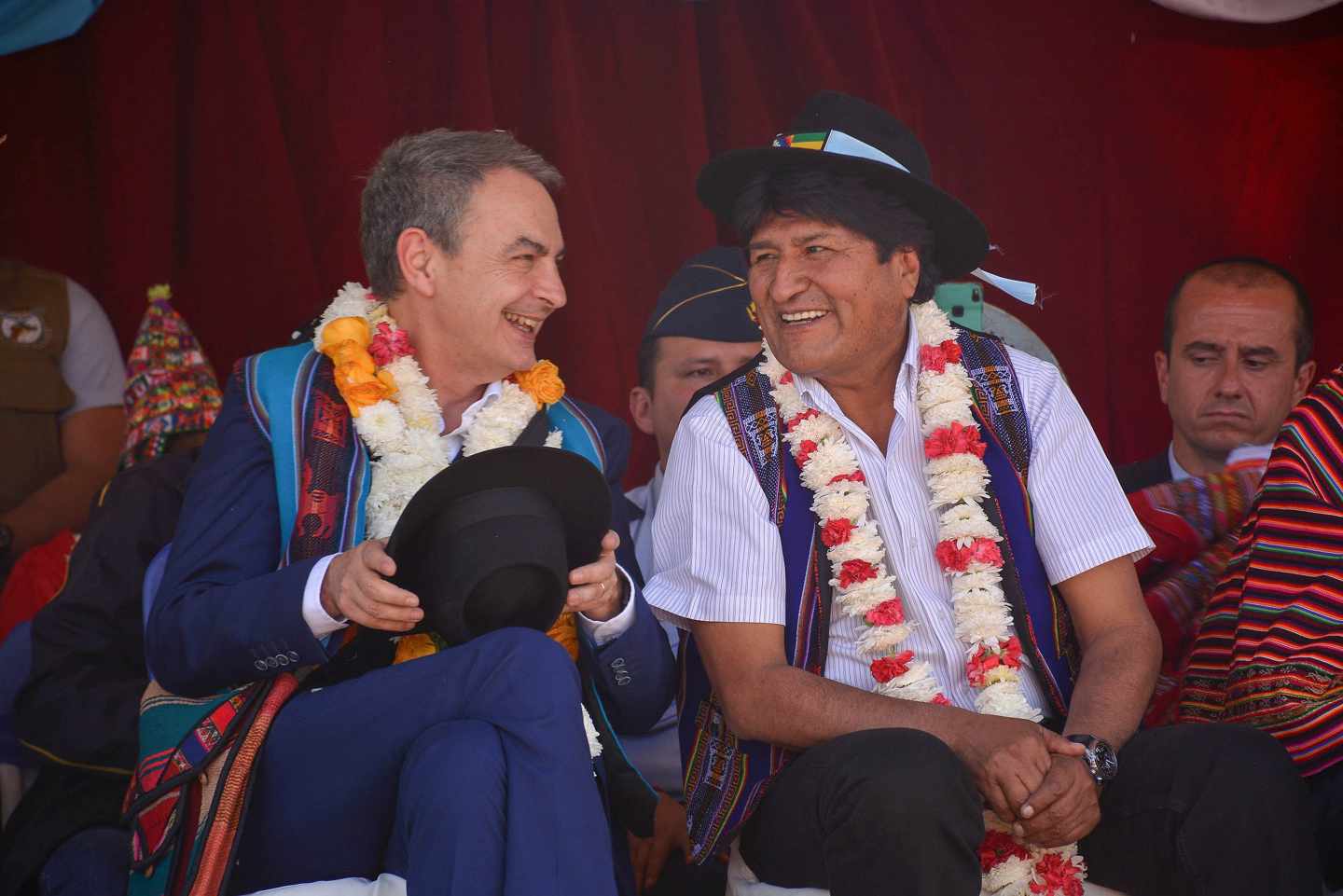 José Luis Rodríguez Zapatero y Evo Morales, en Bolivia.