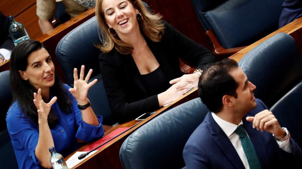 Rocío Monasterio (Vox) e Ignacio Aguado (Cs), en la Asamblea de Madrid.