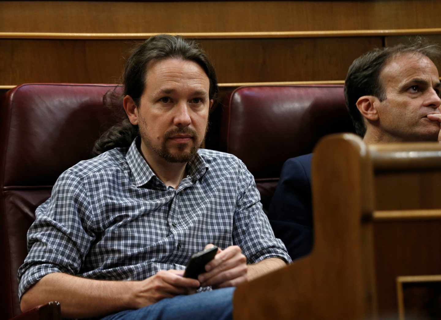 Sesión de investidura: Pablo Iglesias, en el Congreso.