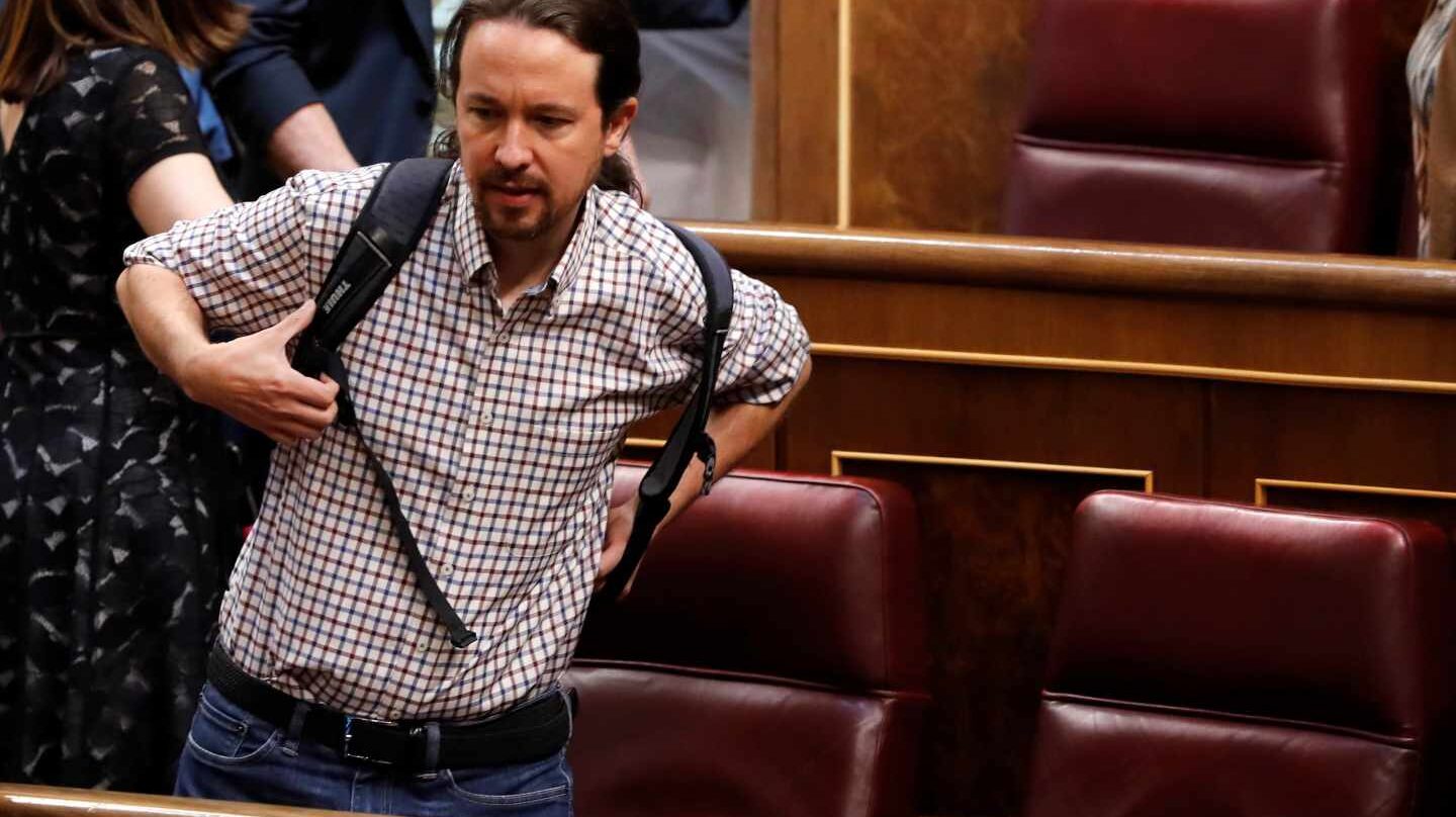 Pablo Iglesias en el Congreso durante la última sesión de investidura.