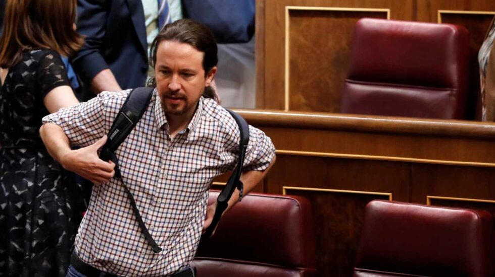 Pablo Iglesias en el Congreso durante la última sesión de investidura.