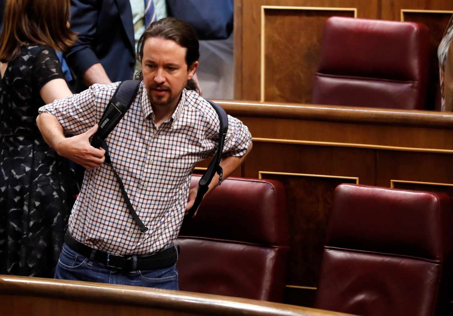 Pablo Iglesias en el Congreso durante la última sesión de investidura.