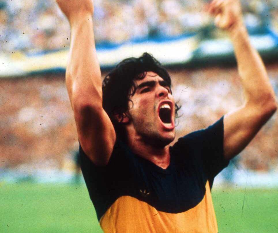 Maradona con la camiseta de Boca Juniors