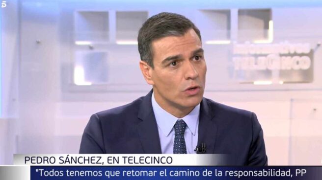 Pedro Sánchez durante la entrevista en Telecinco.