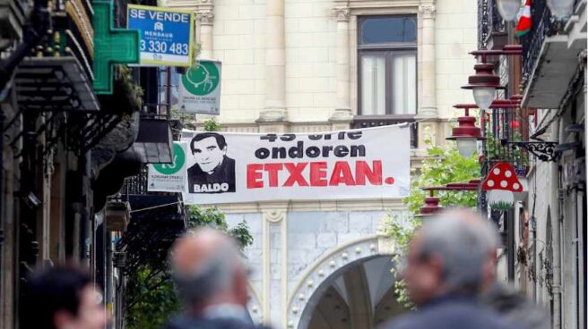 Pancarta de homenaje al etarra 'Baldo' en Hernani.