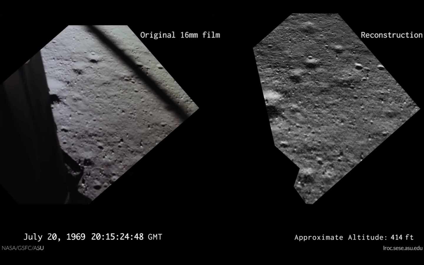 La imagen real y la reconstrucción de lo que veía Buzz Aldrin mientras aterrizaba en la luna | NASA