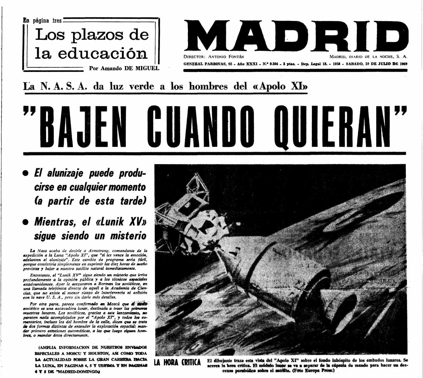 Diario Madrid 19 de julio 1969 | Biblioteca Nacional