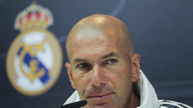 El entrenador del Real Madrid, Zinedine Zidane, durante una rueda de prensa