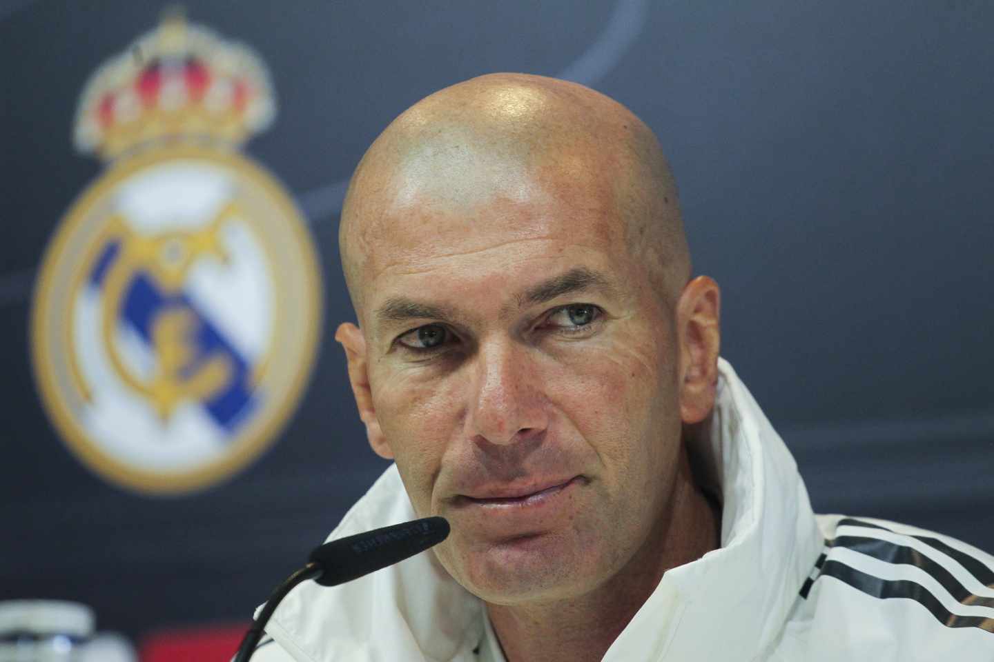 El entrenador del Real Madrid, Zinedine Zidane, durante una rueda de prensa