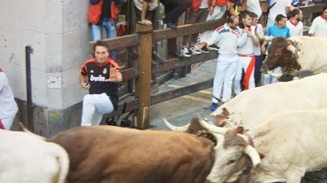 Fotografía del actor en los encierros de San Fermín